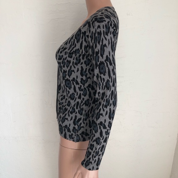 Zara-Knit Black/Gray Oasis Leopard V-Neck Cardigan Light Sweater Women’s Size S - Picture 5 of 16